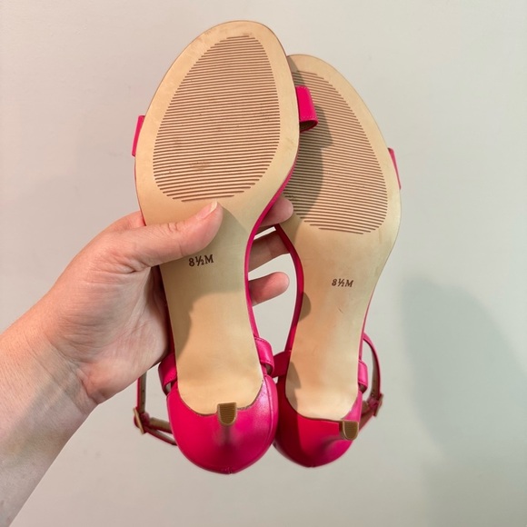 Talbots Rosalie Hot Pink Leather Ankle Strap Heeled Sandal Size 8.5M - Picture 5 of 8